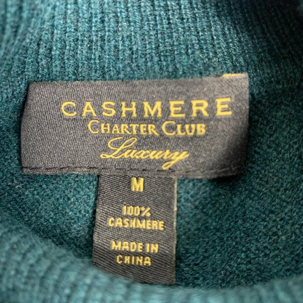 Charter Club Cozy Green Cashmere Turtleneck Sweater - Elegant Women's Knit Jumpe - Picture 4 of 6